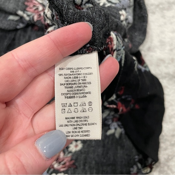 Free People Black Floral Swing Tunic Long SleeveDress - Picture 10 of 13